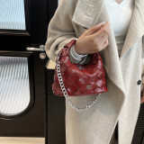 Red Daily Solid Color Chains Zipper Bags
