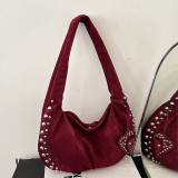 Coffee Daily Solid Color Rivets Patchwork Bags