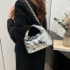 Silver Daily Solid Color Chains Zipper Bags