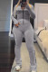 Silver Casual Letters Patchwork Zipper Zipper Collar Long Sleeve Two Pieces