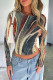 Multicolor Casual Print Patchwork O Neck Mid Waist Tops