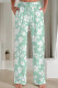 Light Green Casual Print Patchwork Loose Mid Waist Straight Full Print Bottoms
