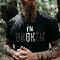 Black I'M BROKEN PRINTED MEN'S T-SHIRT