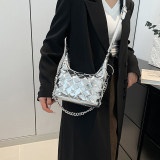 Red Daily Solid Color Chains Zipper Bags