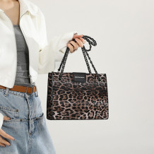 Brown Daily Leopard Print Patchwork Bags