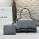 Gray Blue Casual Solid Color Patchwork Metal Accessories Trim Texture Bags