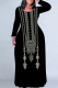 Black Gray Casual Street Floral Print Contrast O Neck Printed Plus Size Dresses
