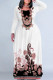 Black And White Casual Street Floral Print Contrast O Neck Printed Plus Size Dresses