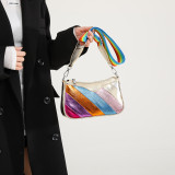 Purple Daily Colorblock Patchwork Zipper Bags