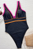 Black Sexy Patchwork Contrast Swimwears