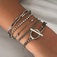 White Silver Elegant Patchwork Chains Bracelets