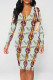 Light Blue Casual Street Letter Print Stripe Contrast V Neck Printed Dresses