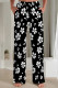 Black And White Casual Print Patchwork Loose Mid Waist Straight Full Print Bottoms