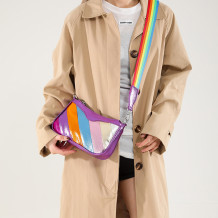 Purple Daily Colorblock Patchwork Zipper Bags