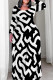 Black And White Casual Print Patchwork O Neck Long Plus Size Dresses