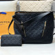 Black Casual Daily Letters Patchwork Zipper Embossed Bags