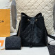 Black Casual Daily Letters Draw String Patchwork Embossed Bags