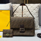 Brown Casual Street Letters Patchwork Contrast Bags