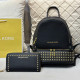 Black Casual Solid Color Patchwork Metal Accessories Trim Zipper Bags