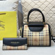 Black Casual Daily Plaid Patchwork Zipper Contrast Bags