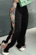 Black Casual Print Patchwork Loose Mid Waist Conventional Patchwork Bottoms