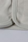 Apricot Casual Solid Color Pocket Patchwork Zipper Zipper Collar Long Sleeve Two Pieces