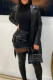Black Casual Solid Color Buttons Patchwork With Belt Turndown Collar Outerwear