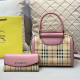 Pink Casual Daily Plaid Patchwork Zipper Contrast Bags