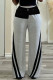 Grey Casual Pocket Buttons Patchwork Zipper Contrast Loose Mid Waist Wide Leg Patchwork Bottoms