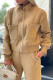 Brown Casual Sportswear Letters Embroidered Pocket Zipper Embossed Mandarin Collar Long Sleeve Two Pieces