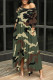 Camouflage Casual Street Camouflage Print Snakeskin Print Pocket Irregular Contrast O Neck Irregular Dresses
