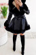Black Daily Solid Color Pocket Patchwork Strap Design Cardigan Collar Outerwear