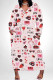 Light Pink Casual Graffiti Print Heart Shaped Lips Pocket Contrast V Neck Printed Plus Size Dresses