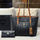 Black Casual Street Letters Patchwork Contrast Bags
