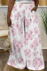 White Pink Casual Street Letter Print Gradient Pocket Loose High Waist Wide Leg Full Print Bottoms