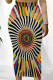 Multicolor Casual Print Patchwork Regular Mid Waist Full Print Bottoms