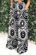 Black And White Casual Print Pocket Patchwork Loose High Waist Wide Leg Full Print Bottoms