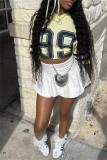Yellow Casual Digital Print Patchwork V Neck T-Shirts