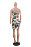 Multicolor Fashion Sexy Print Backless Strapless Dress