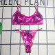 Rose Red Sexy Print Patchwork Swimwears