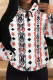 White Red Casual Print Draw String Pocket Patchwork Hooded Tops