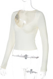 Apricot Casual Solid Color Patchwork Deep V Neck Tops