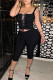 Black Sexy Solid Color Patchwork Backless Cross Straps Square Neck Two Pieces