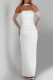 White Elegant Solid Color Patchwork Backless Slit Strapless Three Pieces