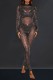 Black Sexy Hot Patchwork Hot Drilling See-Through Half A Turtleneck Skinny Jumpsuits