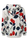 Black Casual Street Fruit Print Draw String Pocket Contrast Hooded Tops
