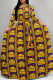 Yellow Casual Print Patchwork Strap Design O Neck Long Dresses