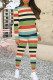 Gray Blue Casual Print Patchwork O Neck Long Sleeve Two Pieces