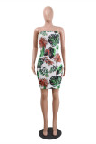 Multicolor Fashion Sexy Print Backless Strapless Dress