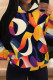 Multicolor Casual Print Draw String Pocket Patchwork Hooded Tops